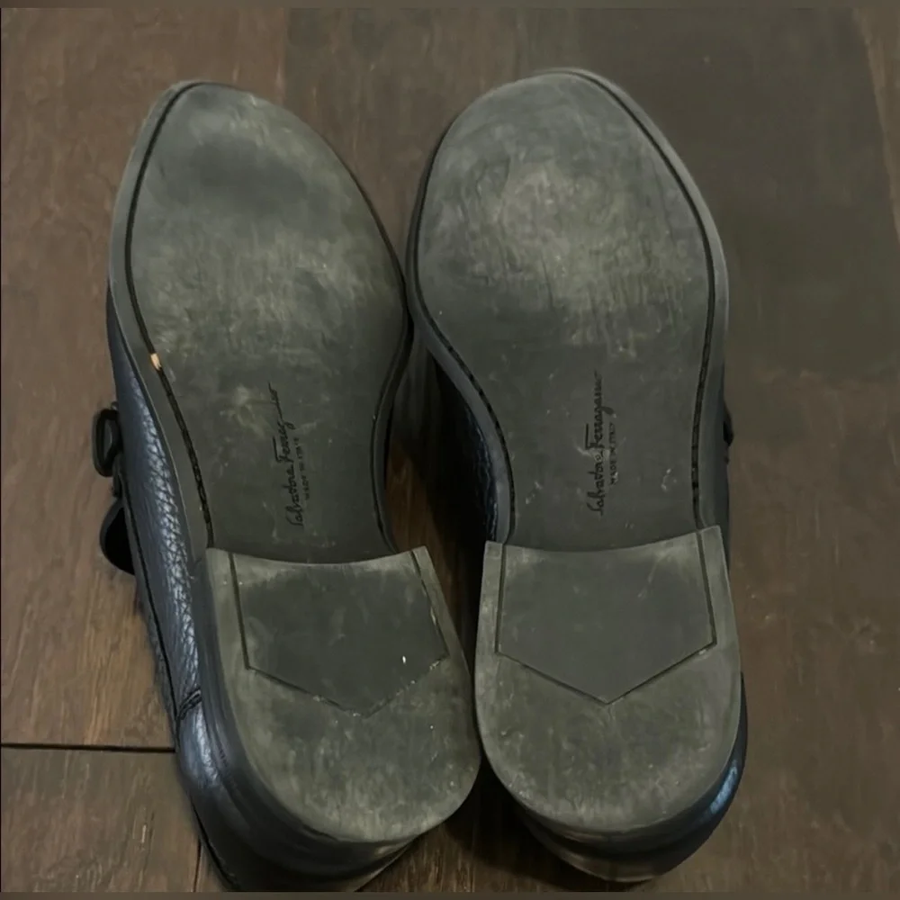 Men's SALVATORE FERRAGAMO 'Bravo' Nero Calf Leather Loafers Size US - 7.5-D